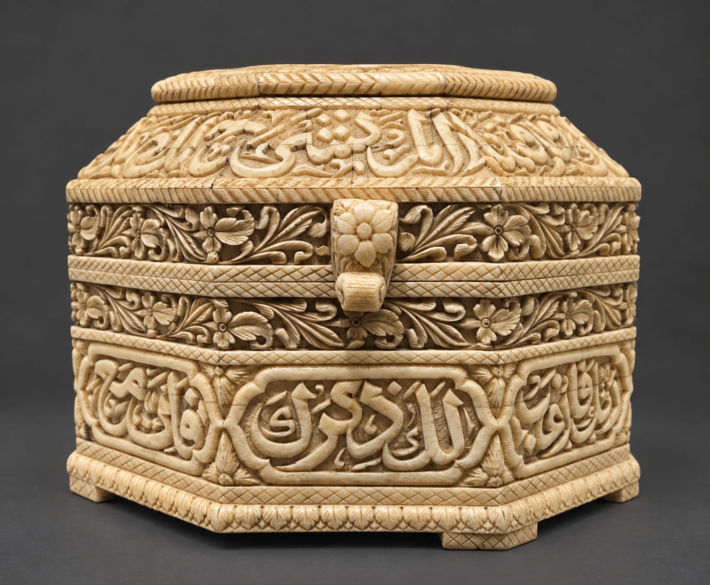 Islamic handcrafted octagon natural camelbone box